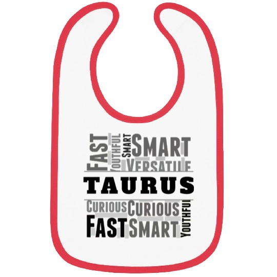 Taurus Zodiac Star Sign Word Cloud Square Monochro Bibs