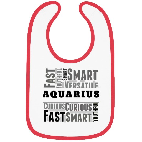 Aquarius Zodiac Star Sign Word Cloud Square Monoch Bibs