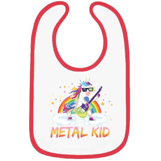 Metal Kid Music Guitar Unicorn Rainbow Heavy Rock Bibs