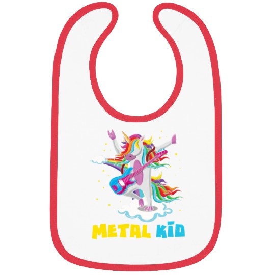 Guitar Unicorn Rainbow Metal Kid Music Rock Sign Bibs