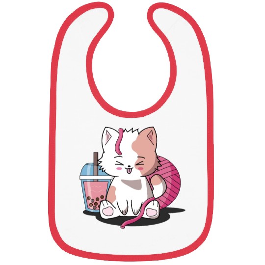 Chibi Boba Tea Cat Bibs