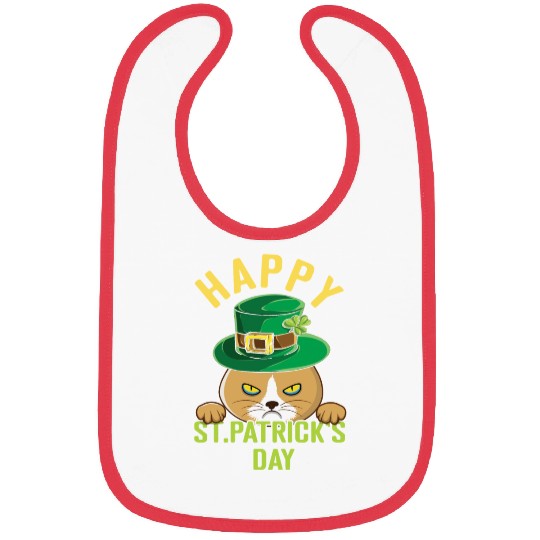 Angry Mad Cat Happy Saint Patrick Day Bibs