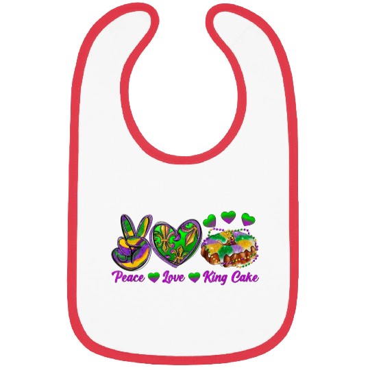 Peace Love King Cake Funny Mardi Gras Festival Par Bibs