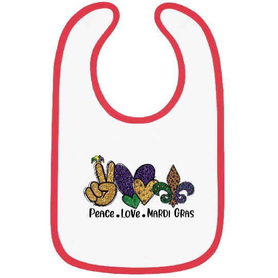 PEACE LOVE MARDI GRAS Bibs