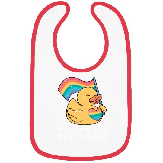 If God Hates Gays Cute Gay Rubber Duck LGBT Pride Bibs