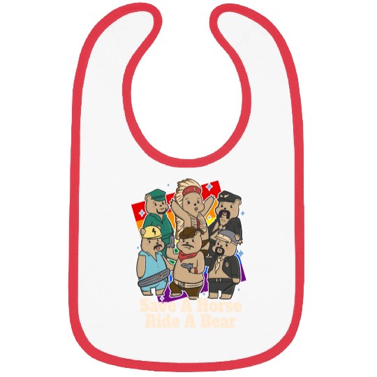 Gay Bears Save Horse Ride A Bear Funny LGBT Pride Bibs