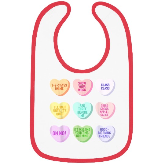 Teacher Valentines Day Conversation Heart School Bibs