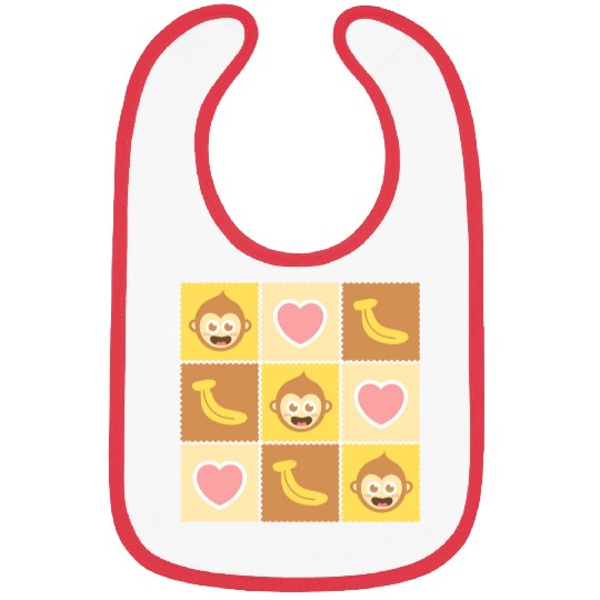 Cute Monkey and Banana Pattern Bibs