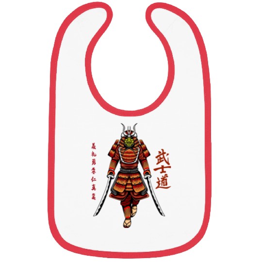 Japanese samurai warrior dark red mask Bibs