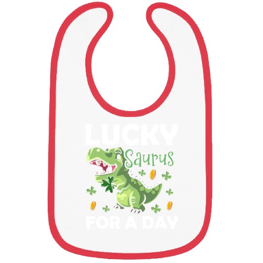 Lucky Saurus For A Day Dinosaur St. Patrick's Day Bibs