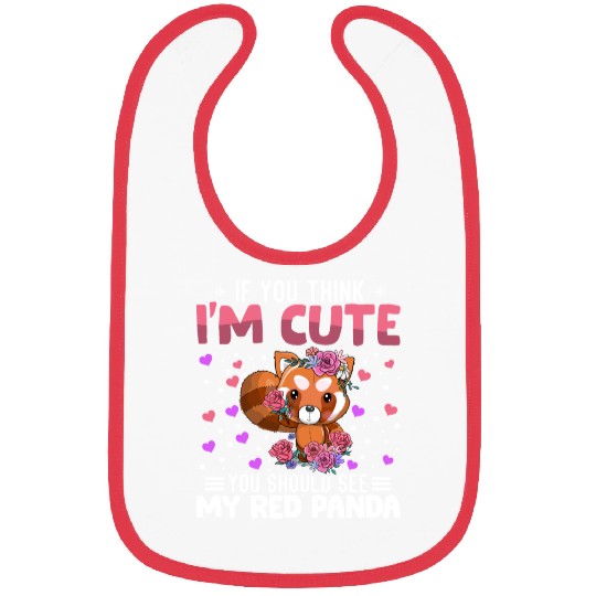 Red Panda Heart Valentine's Day Animal For Womens Bibs
