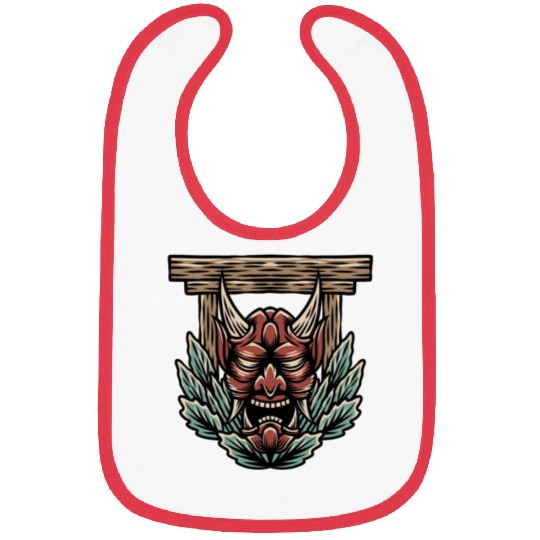 Bushido kabuki samurai japan graphic devil green m Bibs