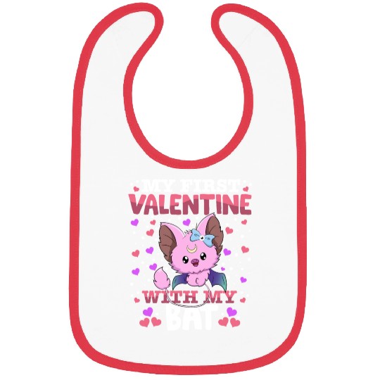 My First Valentine With My Bat Animal Heart Couple Bibs