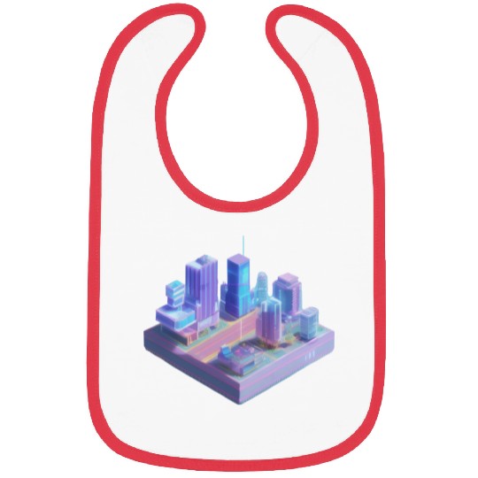 Miniature City - 3D Isometric Vaporwave Bibs