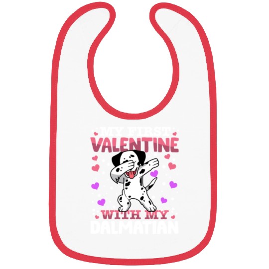 My First Valentine With My dalmatian Animal Heart Bibs