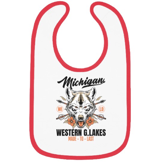 Western great lakes Michigan home of the wolf Bibs