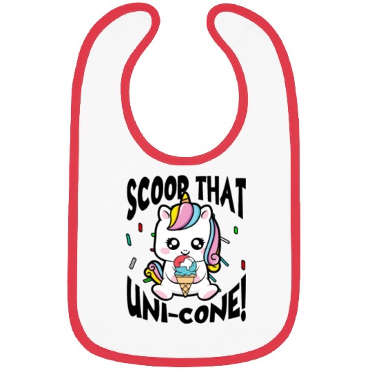 Rainbow Cute Unicorn Ice Cream Lover Mythical Bibs