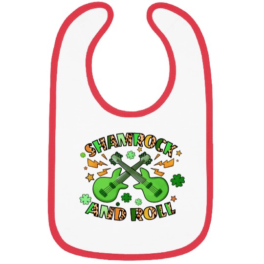 St Patricks Day Boys Shamrock And Roll Toddler Kid Bibs