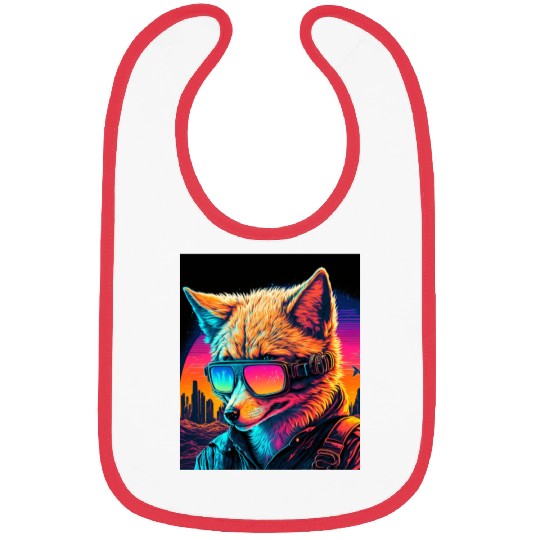 Retro Futuristic Synthwave Fox Bibs
