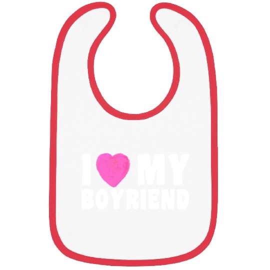 Forever and Always I Love My Boyfriend pink heart Bibs