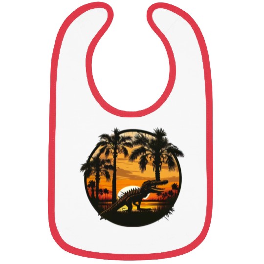 Florida Everglades Sunset Alligator and Palm Tree Bibs