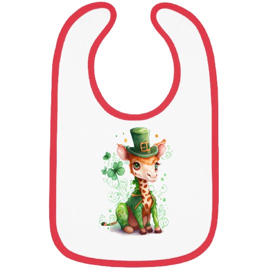 St Patrick's Day Irish Cute Giraffe Saint Patrick Bibs