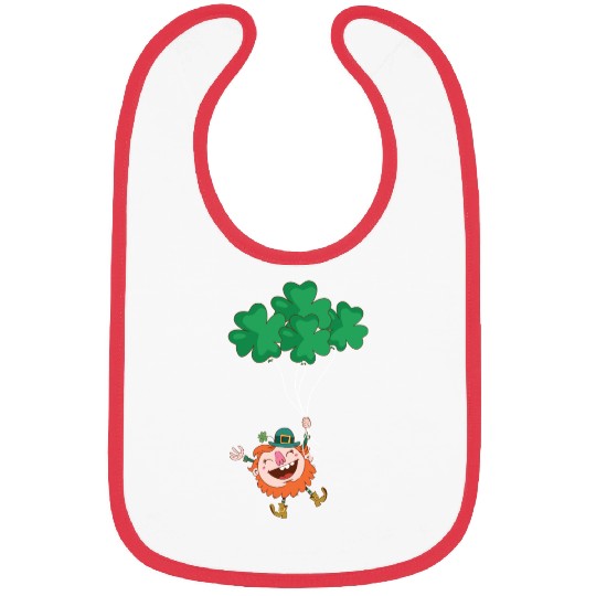 Lerechaun Hanging On Clover Balloons - St Patricks Bibs