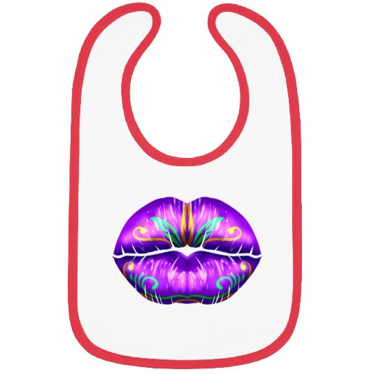 Purple Lips For Mardi Gras Bibs
