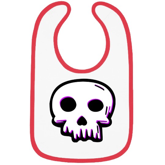 2D Vector Cartoony Synthwave Skull Bibs