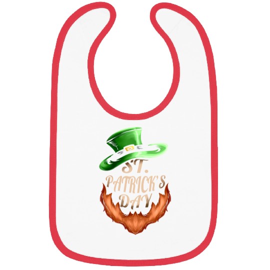 Green Hat And Red Beard Logo For St Patricks Day Bibs
