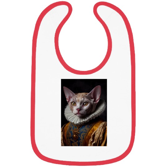 Black Queen Devon Rex Cat Breed Portrait Royal Ren Bibs