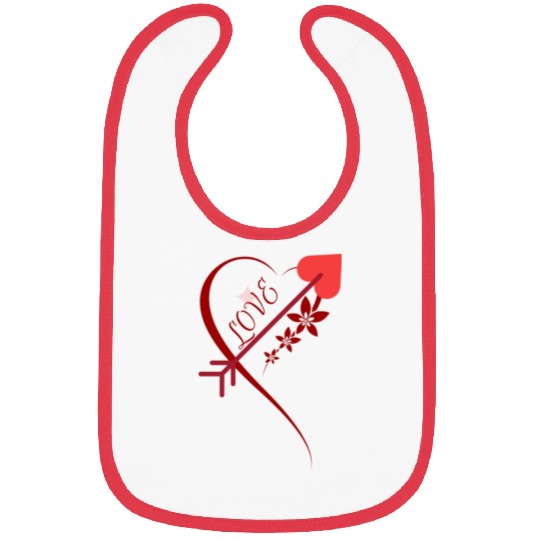 Red floral cupid arrows heart Valentine's day Bibs