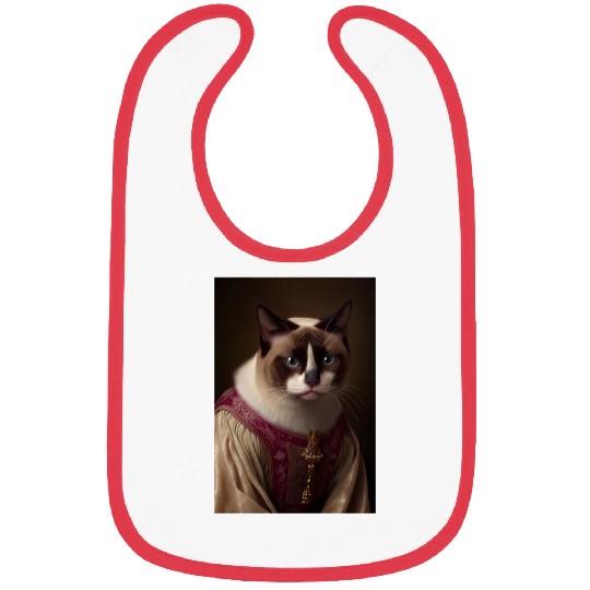 Snowshoe King Cat Breed Portrait Royal Renaissance Bibs