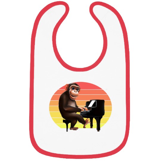 Monkey at the piano Bibs