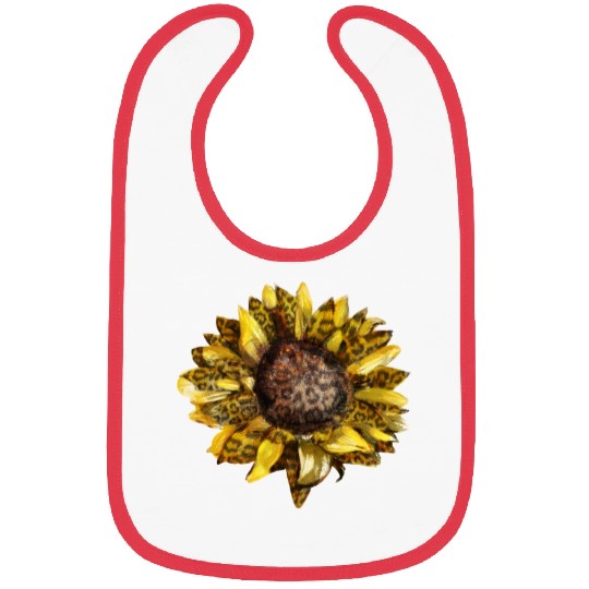Leopard Print Sunflower Bibs
