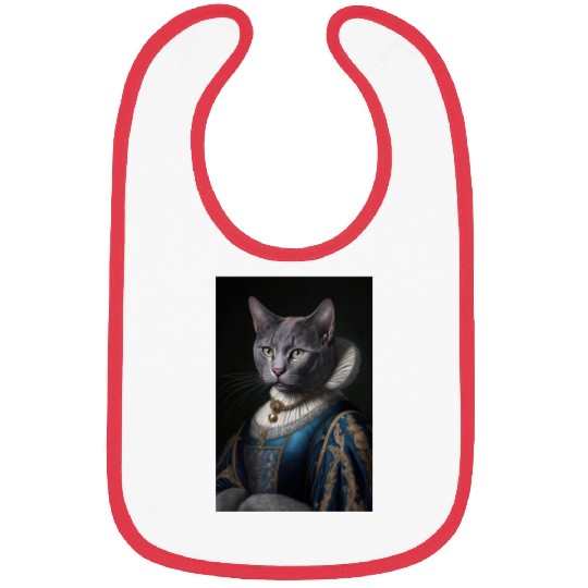 Russian Blue Cat Breed Portrait Royal Renaissance Bibs