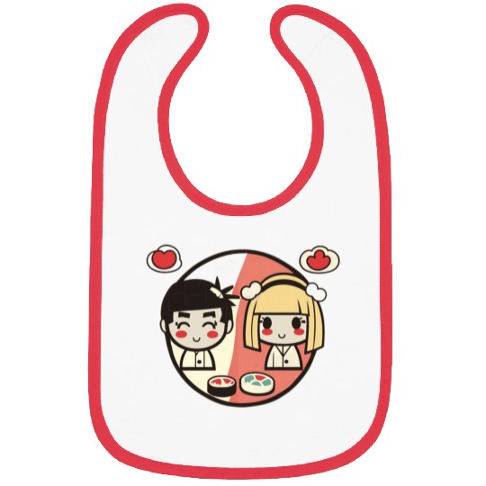 "Sushi Love" Valentine's Day Couple Set Bibs