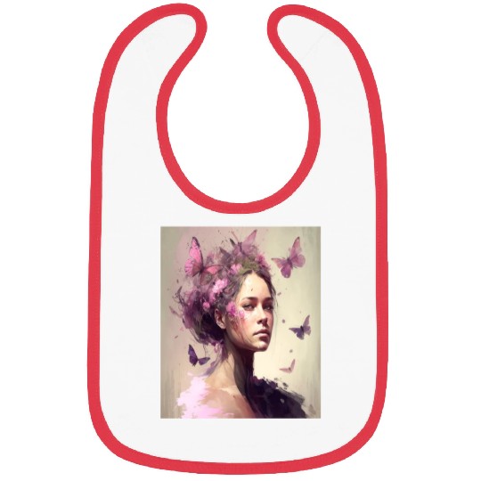 Breast Cancer Survivor Pink Flower Hair Girl Bibs