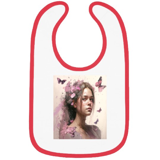 Breast Cancer Survivor Pink Flower Hair Girl Bibs