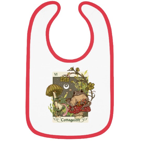 Swamp Mushroom Frog Cottagecore Tarot Card Aesthet Bibs