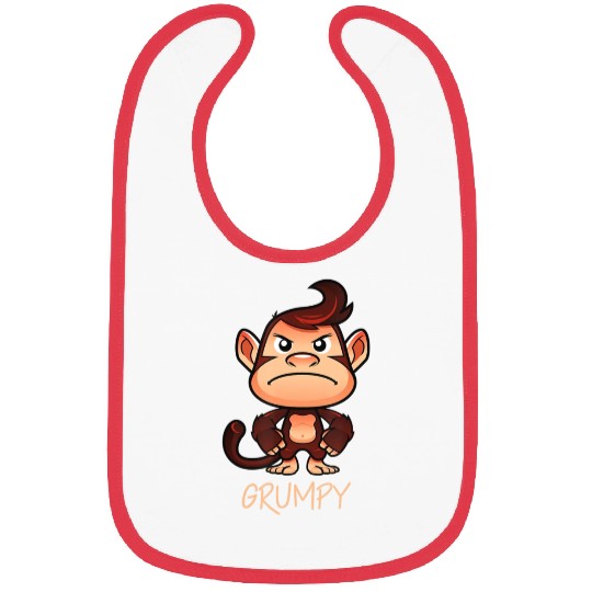 Grumpy Monkey Meme Aesthetic Bad Mood chimpanzee Bibs