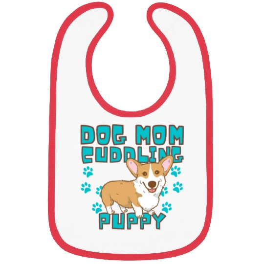 DOG MOM CUDDLING PUPPY , DOGS LOVERS Bibs