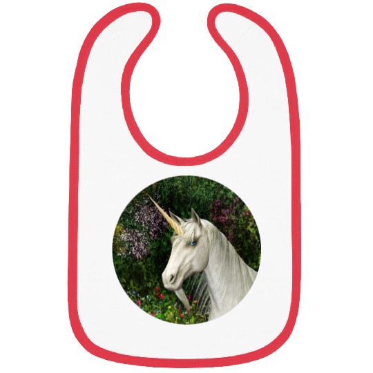 Magical Unicorn Surrounded by Wildflowers Bibs