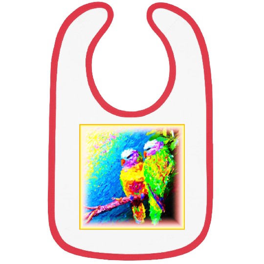 A Vibrant and Joyful Rainbow Birds. Buy Now Bibs