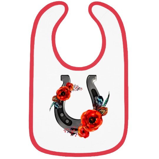 Floral Horseshoe With Poppies Bibs