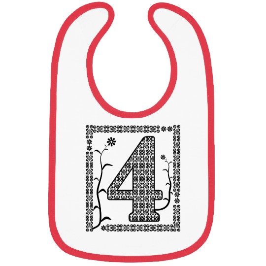 4th floral number artistic Bibs