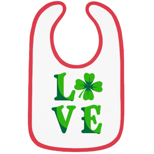Love shamrock lucky charm St. Patrick's Day Bibs