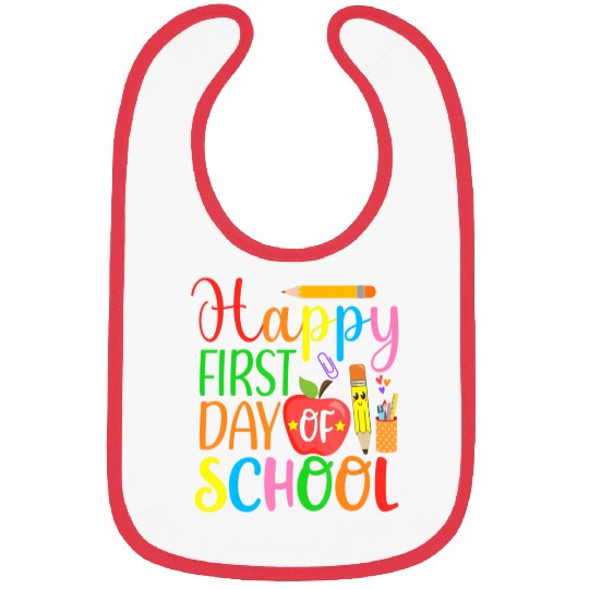 Happy First Day Of School Teacher And Student Bibs
