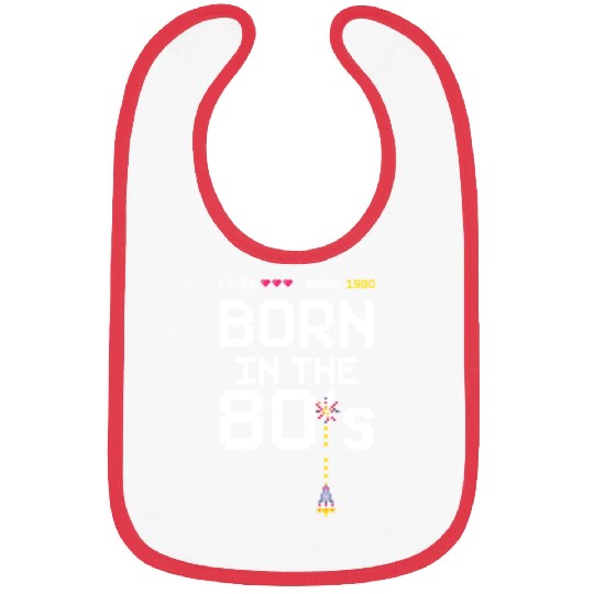 1980 Birtday Retro Gamer Pixel Born in the 80s Bibs