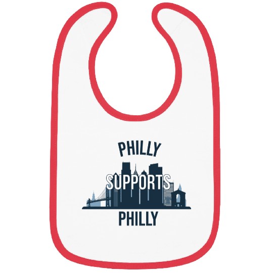 Philly Supports Philly skyline blue transparentbg Bibs